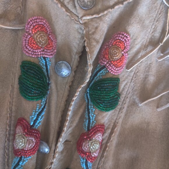 Ralph Lauren leather beaded jacket size XL New (roomy) - Picture 3 of 4